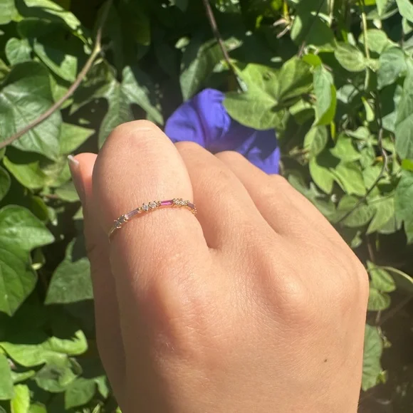 Gold filled Purple Pink Cz Ring - Picture 2 of 3